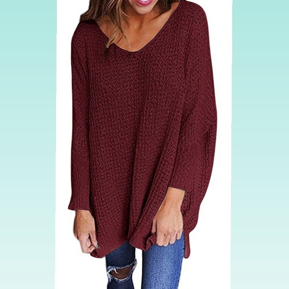 Maroon women’s oversized knitted longsleeve